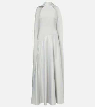 Cece halterneck crêpe and satin gown | Solace London