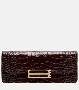 Dorian East-West croc-effect leather clutch | Victoria Beckham