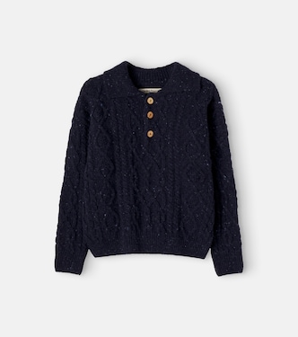 Cable-knit wool-blend polo sweater | The New Society