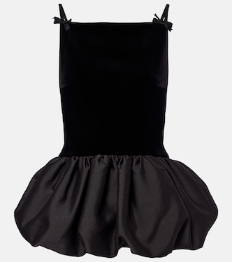 Bow-detail peplum velvet and taffeta top | Self-Portrait