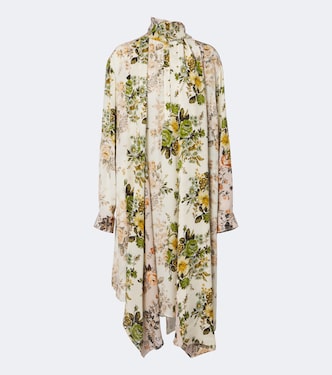 Tie-neck floral silk georgette midi dress | Acne Studios