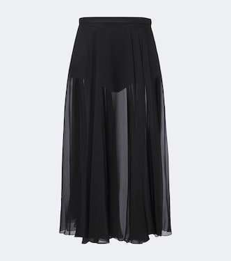 Pleated sheer silk chiffon midi skirt | Dolce&Gabbana
