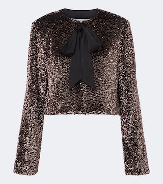 Bancroff sequined tie-neck jacket | Veronica Beard