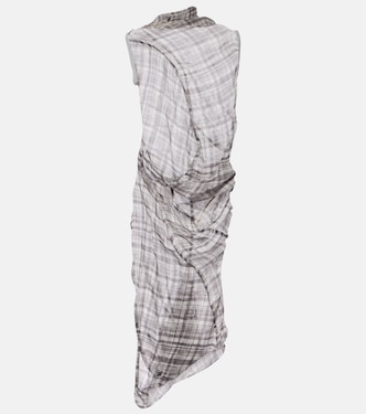 Robe midi Dsaam en soie à carreaux | Acne Studios