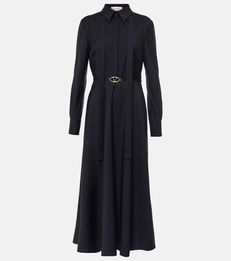Belted logo wool-blend midi dress | Valentino
