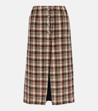 Plaid wool and cotton midi skirt | Rabanne
