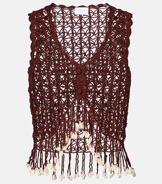 Crochet fringed cotton crop top | Anna Kosturova