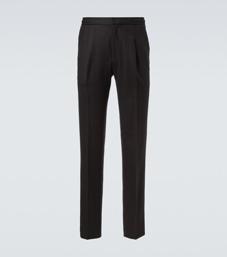 Virgin wool flannel tapered pants | Rubinacci