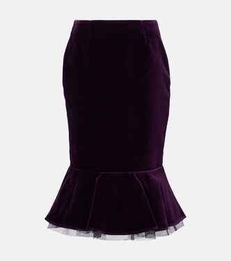 Peplum cotton velvet midi skirt | Nina Ricci