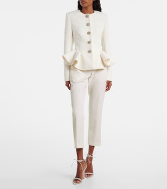 Tomomi embellished peplum jacket in white - Safiyaa | Mytheresa