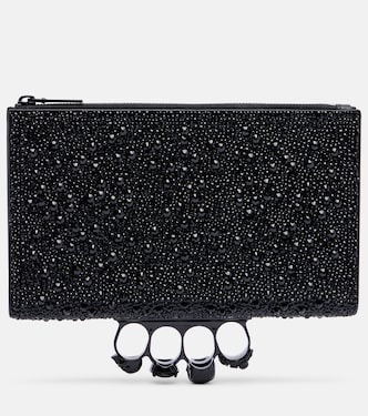 Skull Knuckle studded leather pouch | McQueen