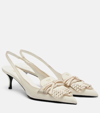 Bow-detail leather slingback pumps | Prada