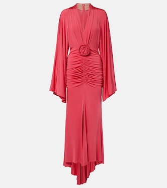 Floral-appliqué ruched gown | Blumarine