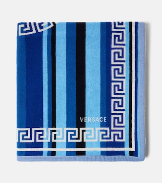 Serviette en coton éponge à rayures | Versace Home