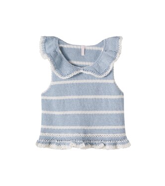 Striped knitted cotton-blend top | Zimmermann Kids