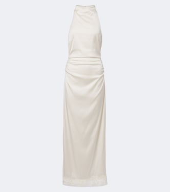 Bridal lace-trimmed satin maxi dress | Rotate