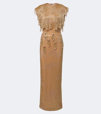 Lani caped beaded gown | Rachel Gilbert
