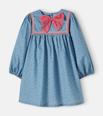 Zoe bow-detail floral cotton dress | Bebe Organic