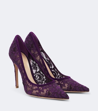 Claudia suede-trimmed lace pumps | Gianvito Rossi