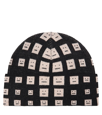 Face jacquard wool beanie hat | Acne Studios Kids