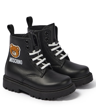 Teddy leather lace-up boots | Moschino Kids