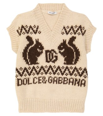 Pull sans manches en laine et alpaga à logo | Dolce&Gabbana Kids