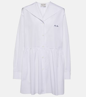 Gathered cotton poplin shirt dress | Miu Miu