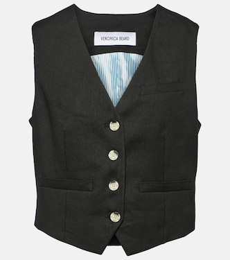 Bennett linen-blend twill vest | Veronica Beard