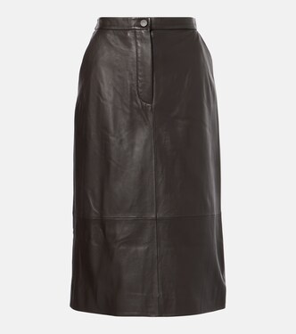 Leather midi skirt | Yves Salomon