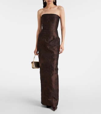 emilia wickstead brown dress Laelia jacquard corset gown R&M Richards 3785W Long Bridesmade Dresses The Quinley Dress in Trouser Inseam:W28 L30