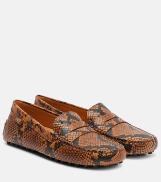 Gommino snake-effect leather driving shoes | Tod's