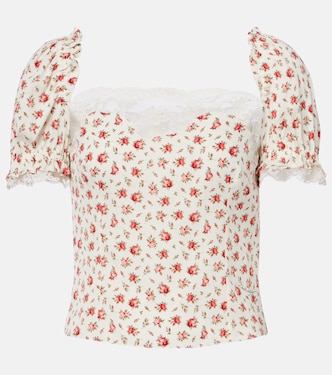 Floral silk and cotton-blend charmeuse top | Dolce&Gabbana