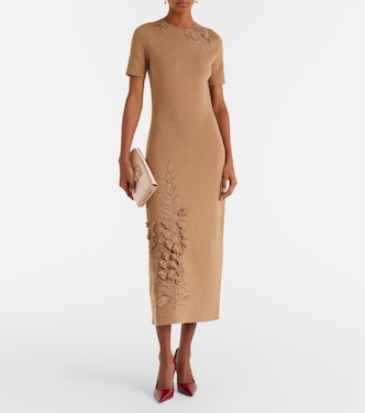 oscar midi dress brown Large Chine Palm Leaves Midi Dress main image 0