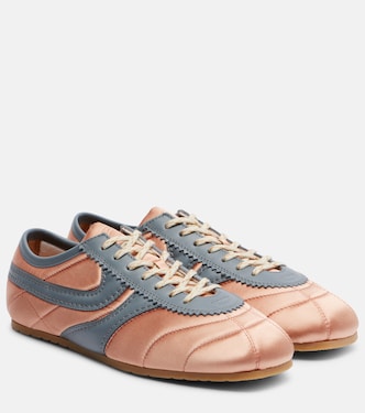 Leather-trimmed satin sneakers | Dries Van Noten