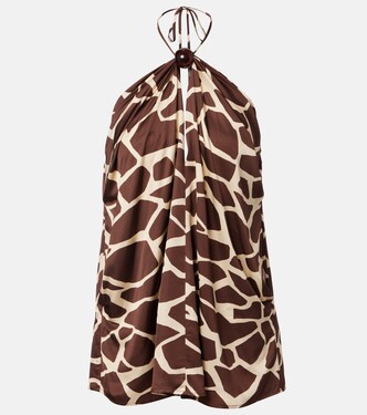 Jensen animal-print halterneck satin top | Faithfull