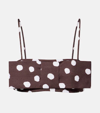 Bow-detail polka-dot cotton-blend bandeau top | Adriana Degreas