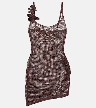 فستان قصير من اللاميه محبوك بغرز مفتوحة Maris | Bananhot