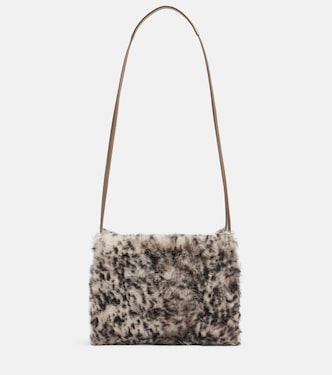 Mellow Small lynx-print shearling shoulder bag | Brunello Cucinelli