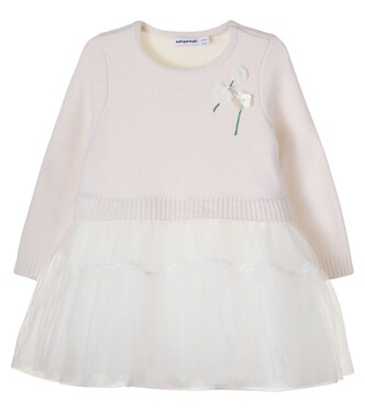Robe en coton mélangé à appliqués floraux | Self-Portrait Kids