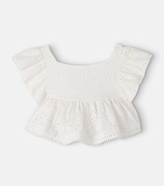 Cycas broderie anglaise cotton top | Poupette St Barth Kids