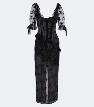 Bow-detail cotton-blend lace midi dress | Alessandra Rich