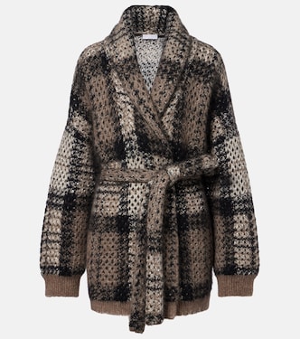 Checked sequined wrap cardigan | Brunello Cucinelli