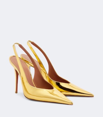 Metallic Slingback-Pumps Anok aus Leder | Amina Muaddi