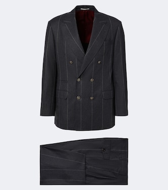 Chalk stripe wool, silk, and cashmere suit | Brunello Cucinelli