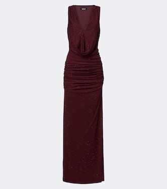 Embellished ruched halterneck chiffon gown | Rotate
