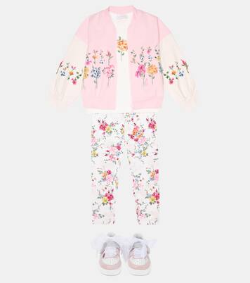 Embellished floral jersey top | Monnalisa