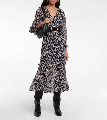 Kendra printed georgette midi dress | Velvet