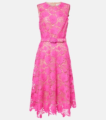 Robe midi en dentelle à fleurs | Oscar de la Renta