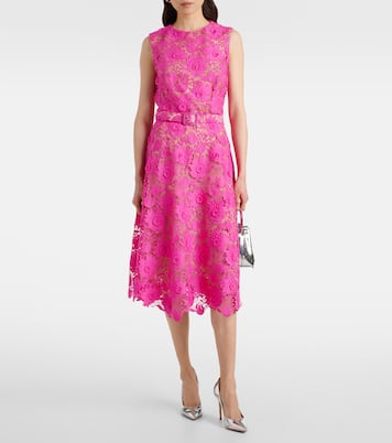 Robe midi en dentelle à fleurs | Oscar de la Renta