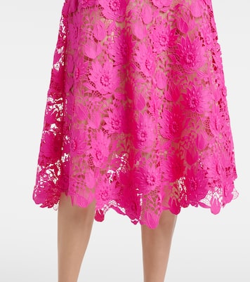 Robe midi en dentelle à fleurs | Oscar de la Renta